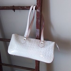Arcadia patent leather white bag